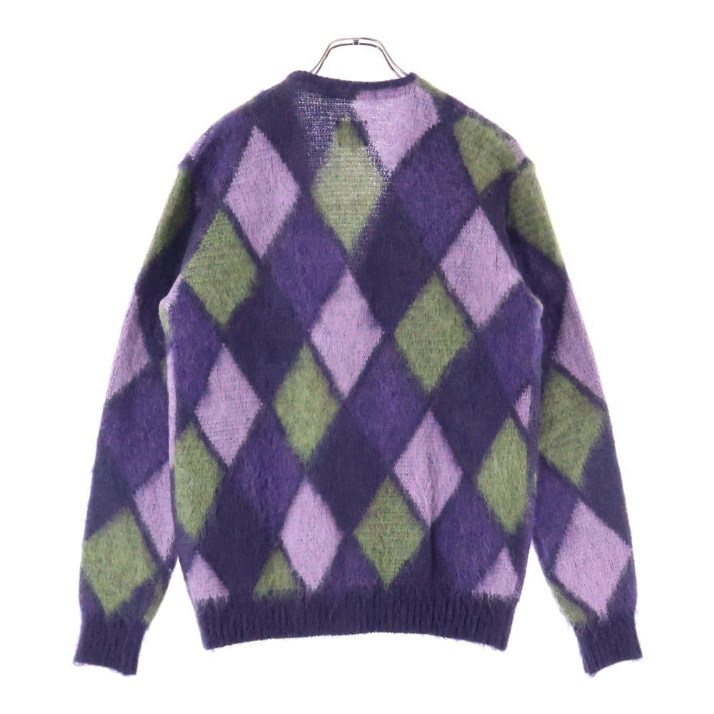 Needles(ニードルス) 19AW MOHAIR CARDIGAN MOSAIC モヘア 総柄ダイヤチェック カーディガン パープル FK234