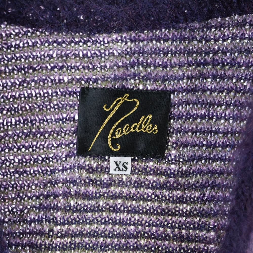 Needles(ニードルス) 19AW MOHAIR CARDIGAN MOSAIC モヘア 総柄ダイヤチェック カーディガン パープル FK234