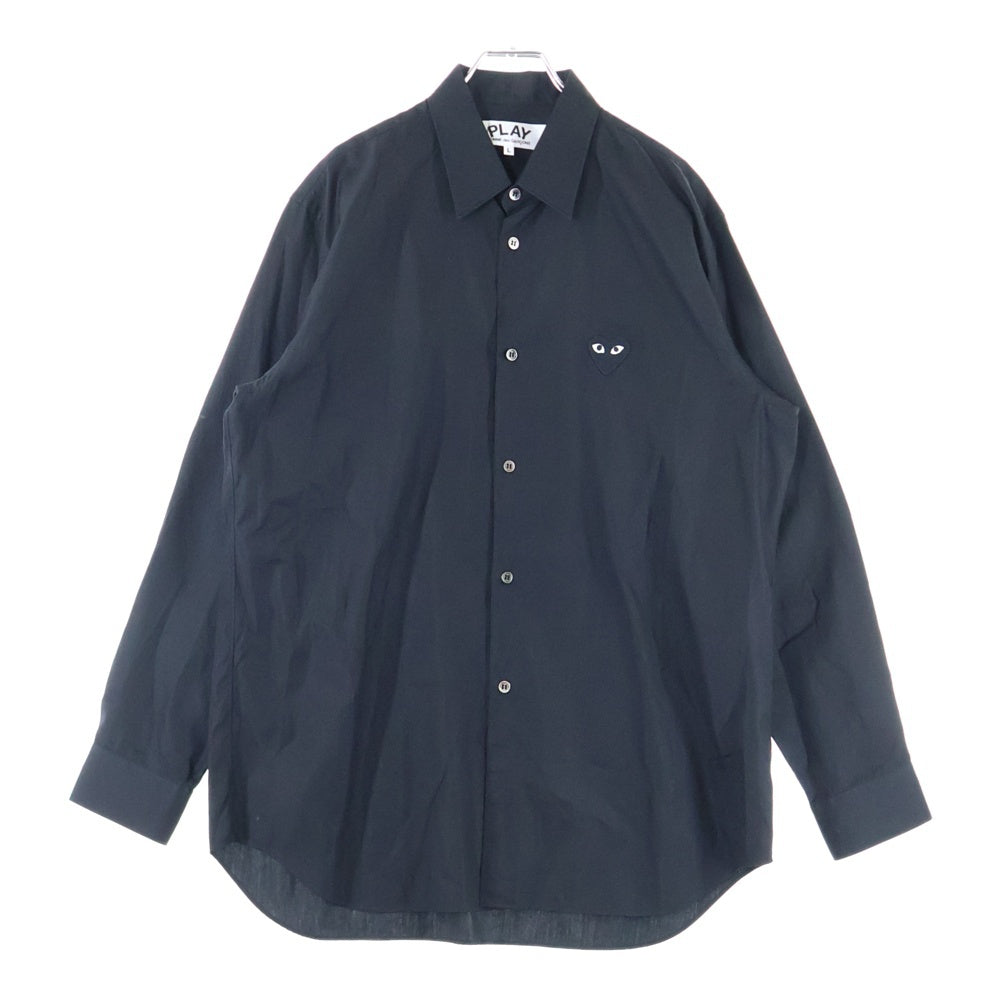 PLAY COMME des GARCONS(プレイコムデギャルソン) 23SS AD2023 ハートロゴワッペン 長袖 シャツ ブラック AZ-B004
