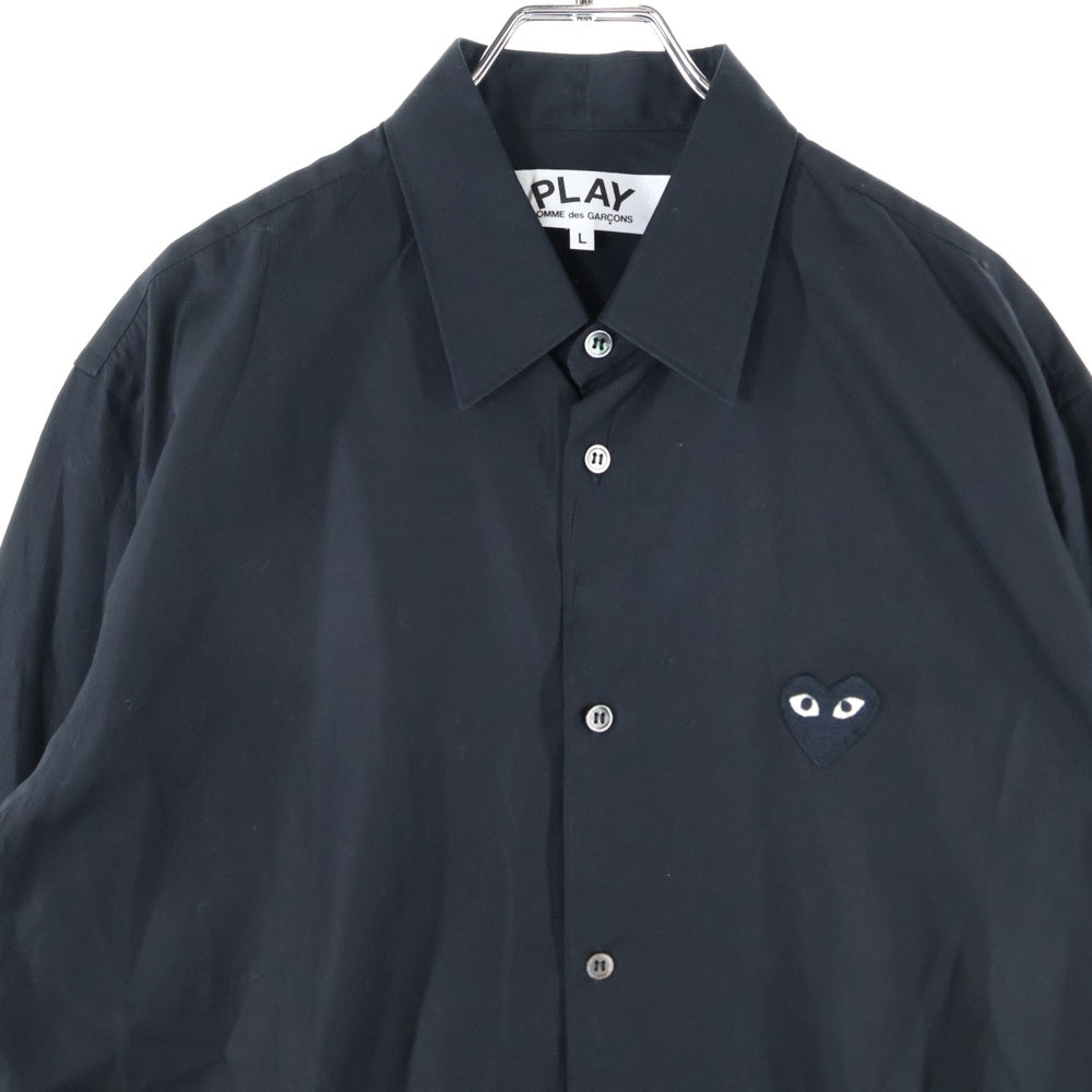 PLAY COMME des GARCONS(プレイコムデギャルソン) 23SS AD2023 ハートロゴワッペン 長袖 シャツ ブラック AZ-B004