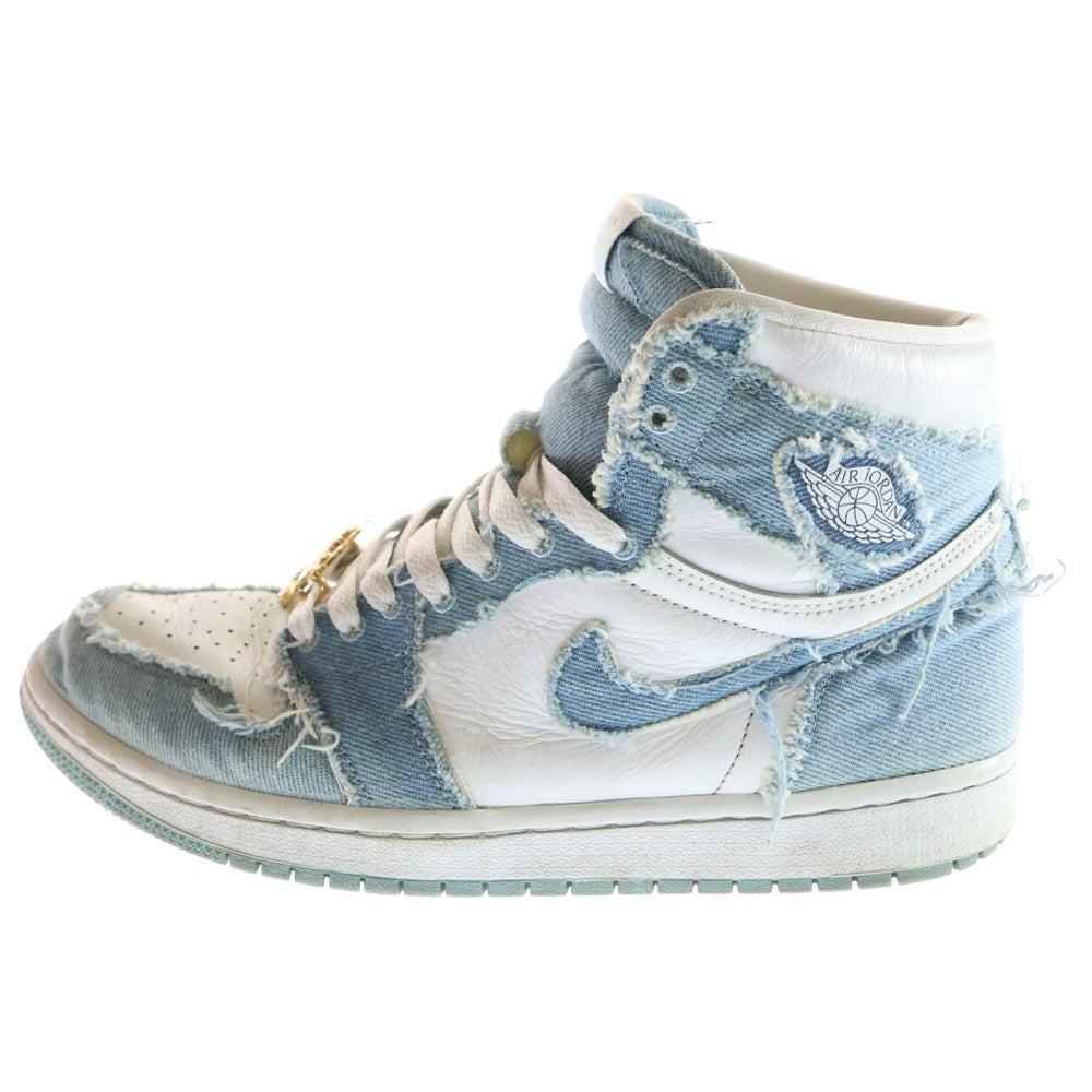 NIKE(ナイキ) WMNS AIR JORDAN 1 HIGH OG DENIM ウィメンズ エアジョーダン1 デニム ハイカットスニーカー ホワイト/ブルー US9.5/27.5cm DM9036-104