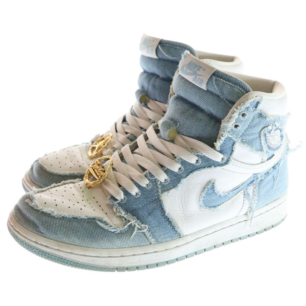 NIKE(ナイキ) WMNS AIR JORDAN 1 HIGH OG DENIM ウィメンズ エアジョーダン1 デニム ハイカットスニーカー ホワイト/ブルー US9.5/27.5cm DM9036-104