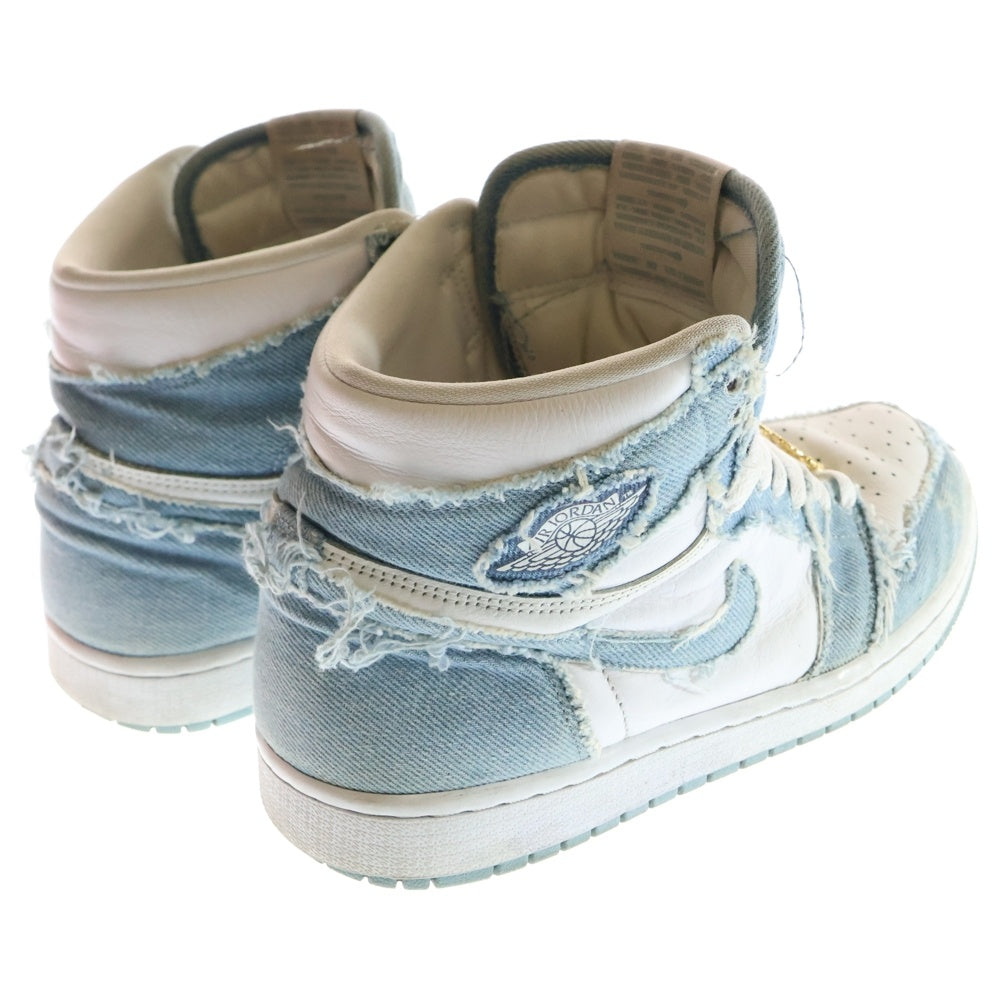 NIKE(ナイキ) WMNS AIR JORDAN 1 HIGH OG DENIM ウィメンズ エアジョーダン1 デニム ハイカットスニーカー ホワイト/ブルー US9.5/27.5cm DM9036-104