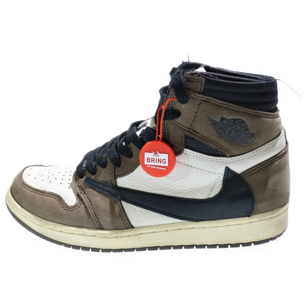 NIKE(ナイキ) ×TRAVIS SCOTT AIR JORDAN 1 HIGH OG TS SP トラヴィススコット エアジョーダン1 ハイカットスニーカー ブラウン/ホワイト US8.5/26.5cm CD4487-100