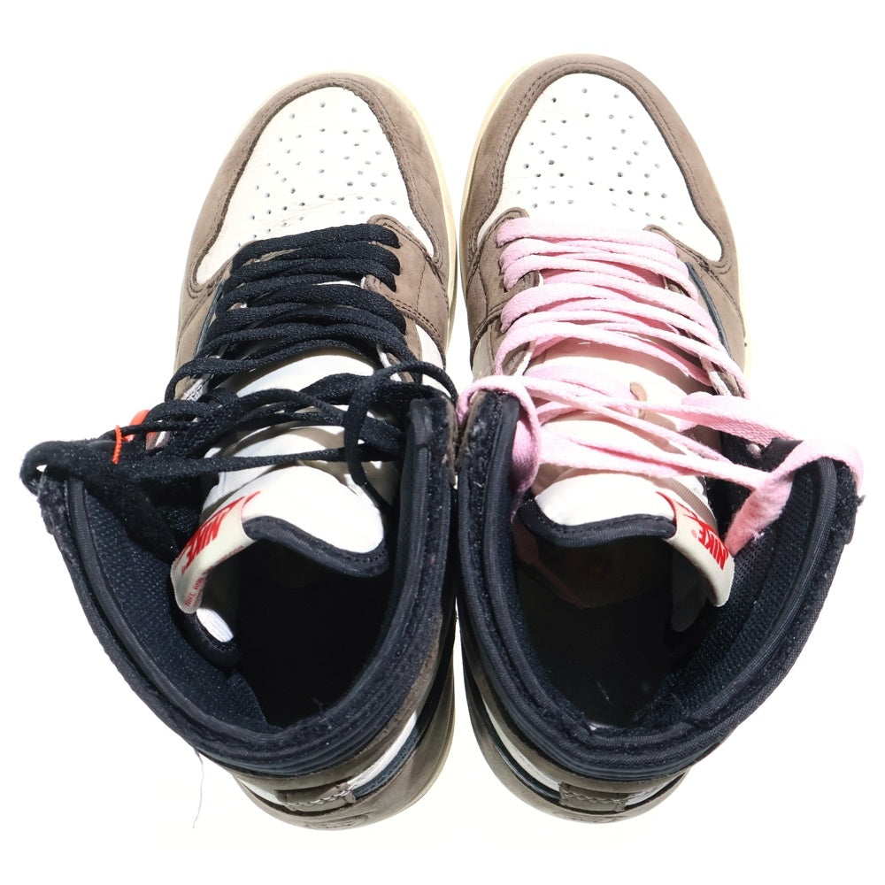 NIKE(ナイキ) ×TRAVIS SCOTT AIR JORDAN 1 HIGH OG TS SP トラヴィススコット エアジョーダン1 ハイカットスニーカー ブラウン/ホワイト US8.5/26.5cm CD4487-100