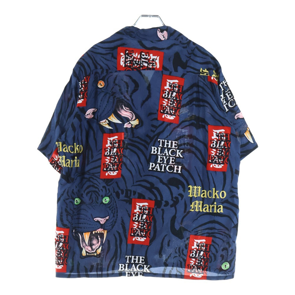 WACKO MARIA(ワコマリア) 22AW ×BLACKEYEPATCH HAWAIIAN SHIRT S/S ブラックアイパッチ オープンカラー ハワイアン レーヨン 半袖シャツ ネイビー