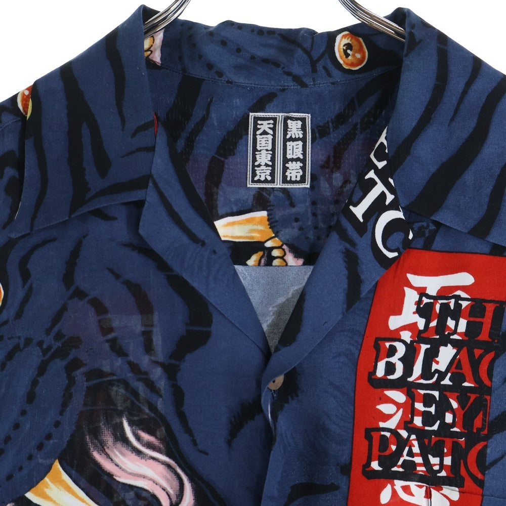 WACKO MARIA(ワコマリア) 22AW ×BLACKEYEPATCH HAWAIIAN SHIRT S/S ブラックアイパッチ オープンカラー ハワイアン レーヨン 半袖シャツ ネイビー