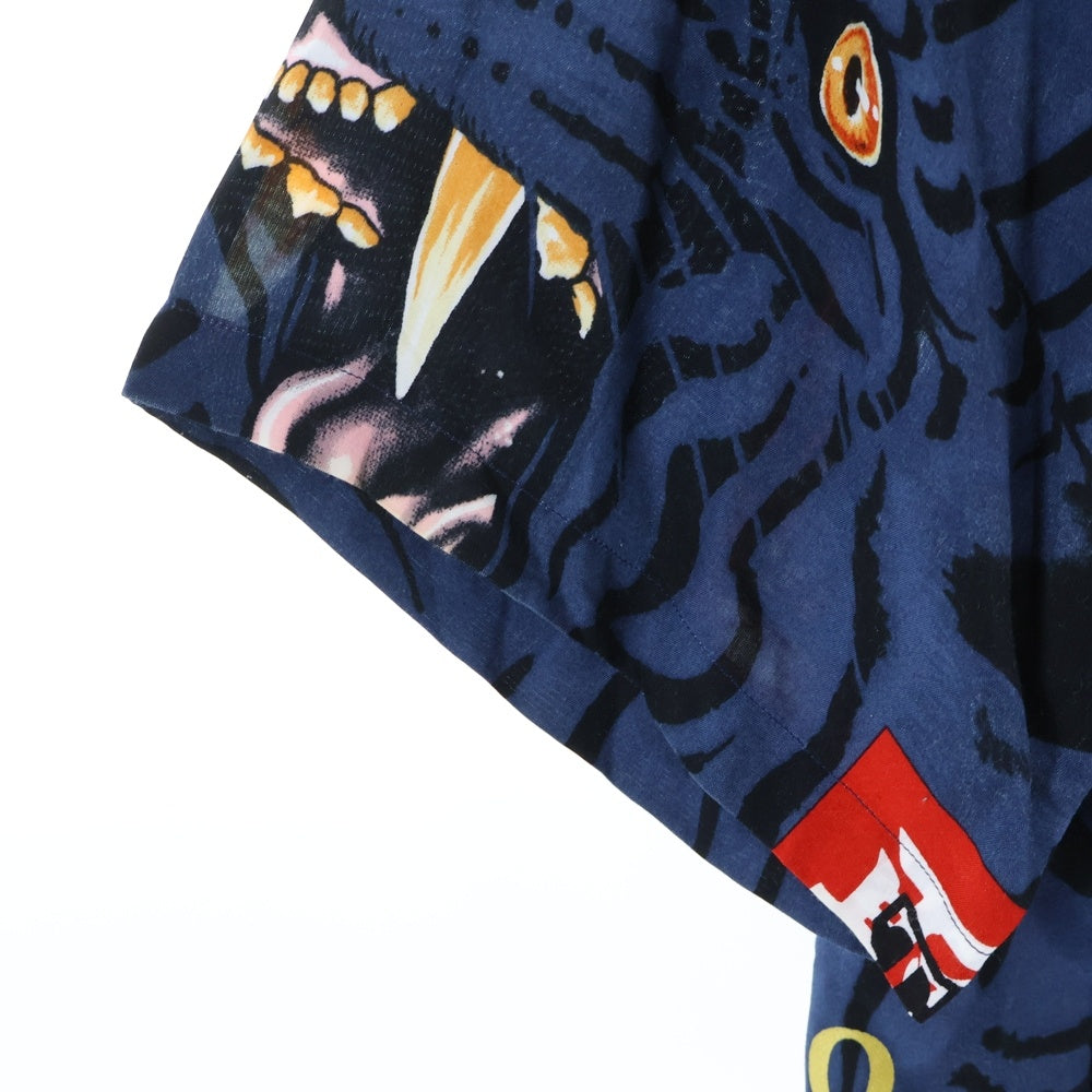 WACKO MARIA(ワコマリア) 22AW ×BLACKEYEPATCH HAWAIIAN SHIRT S/S ブラックアイパッチ オープンカラー ハワイアン レーヨン 半袖シャツ ネイビー
