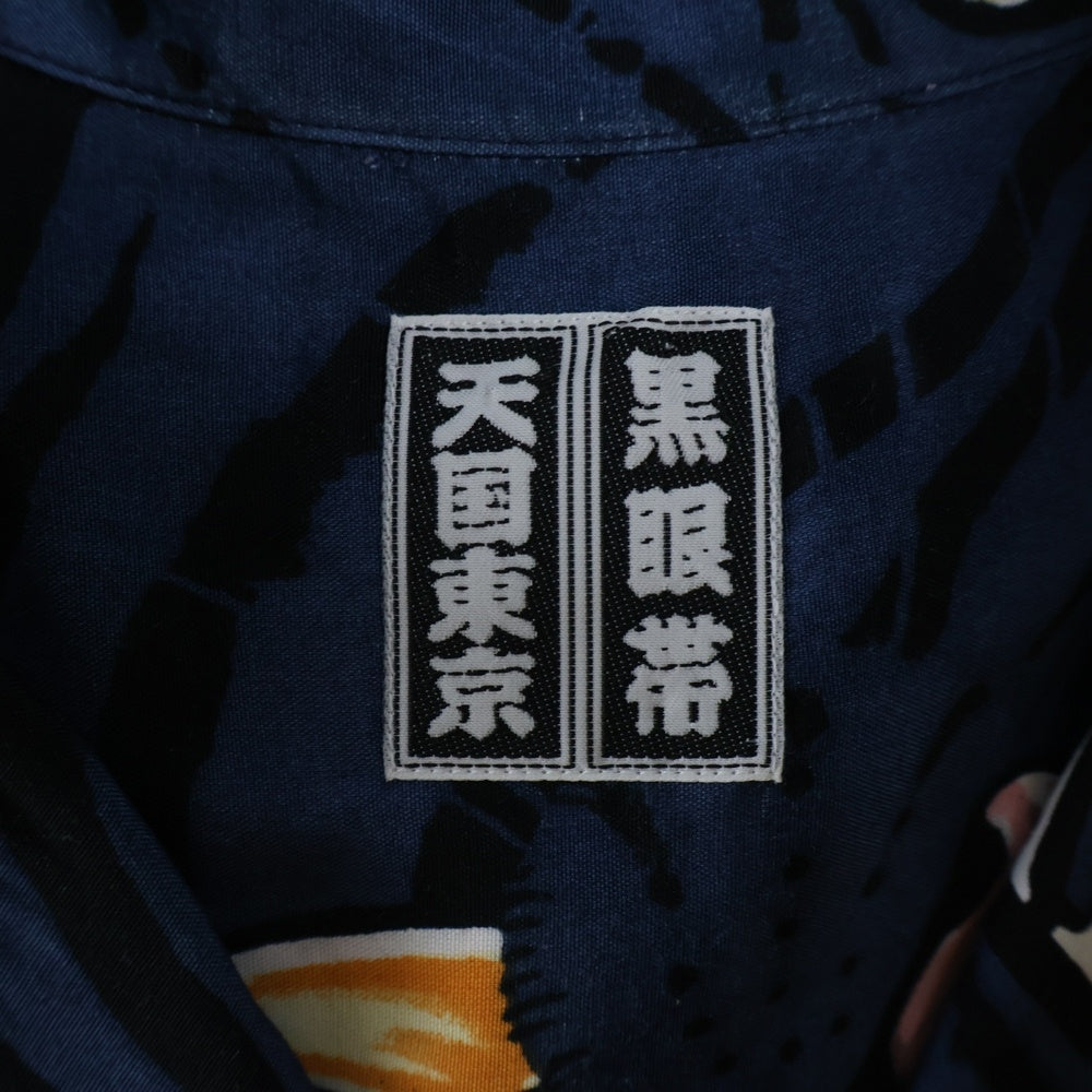 WACKO MARIA(ワコマリア) 22AW ×BLACKEYEPATCH HAWAIIAN SHIRT S/S ブラックアイパッチ オープンカラー ハワイアン レーヨン 半袖シャツ ネイビー