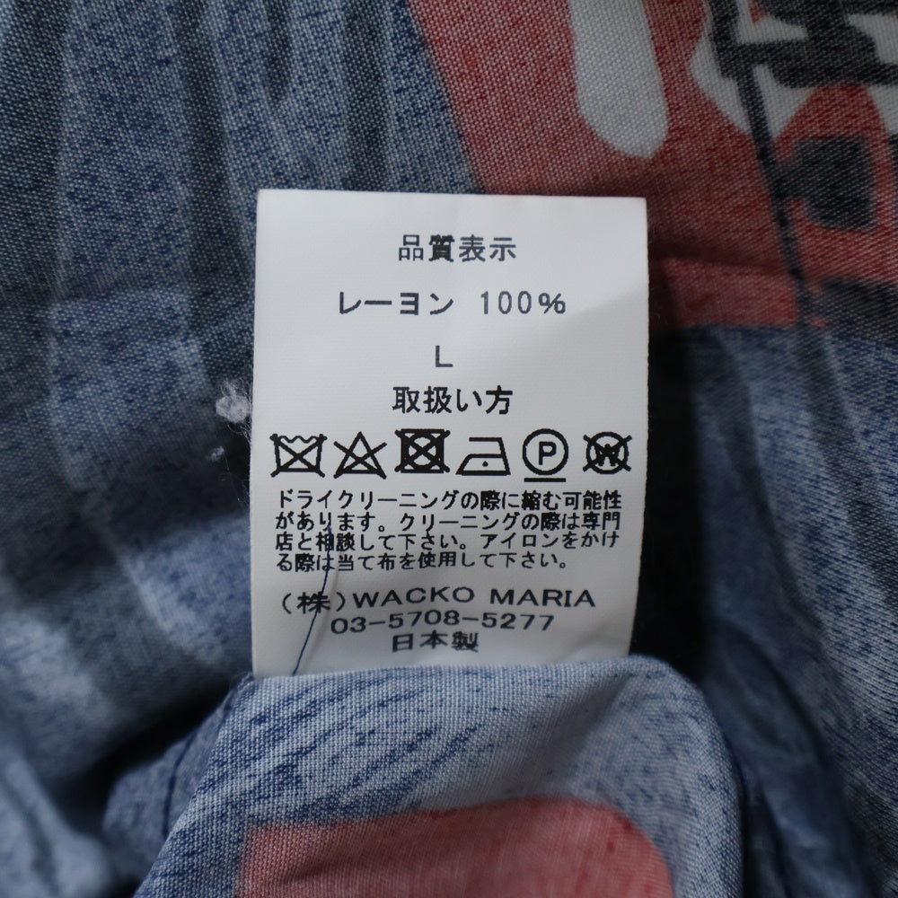 WACKO MARIA(ワコマリア) 22AW ×BLACKEYEPATCH HAWAIIAN SHIRT S/S ブラックアイパッチ オープンカラー ハワイアン レーヨン 半袖シャツ ネイビー