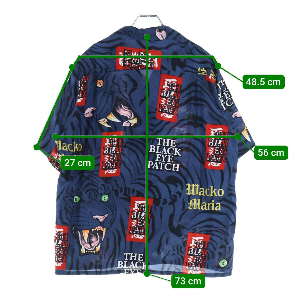 WACKO MARIA(ワコマリア) 22AW ×BLACKEYEPATCH HAWAIIAN SHIRT S/S ブラックアイパッチ オープンカラー ハワイアン レーヨン 半袖シャツ ネイビー