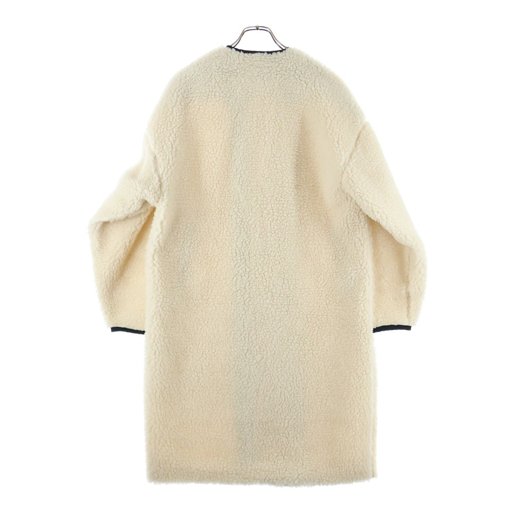 HYKE(ハイク) 21AW FAUX SHEARLING COAT ノーカラーコート ボアコート ロング丈 アイボリー 212-17175
