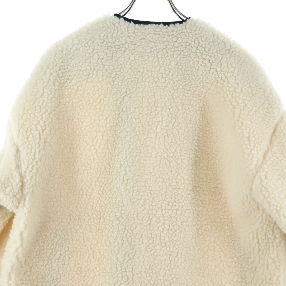 HYKE(ハイク) 21AW FAUX SHEARLING COAT ノーカラーコート ボアコート ロング丈 アイボリー 212-17175