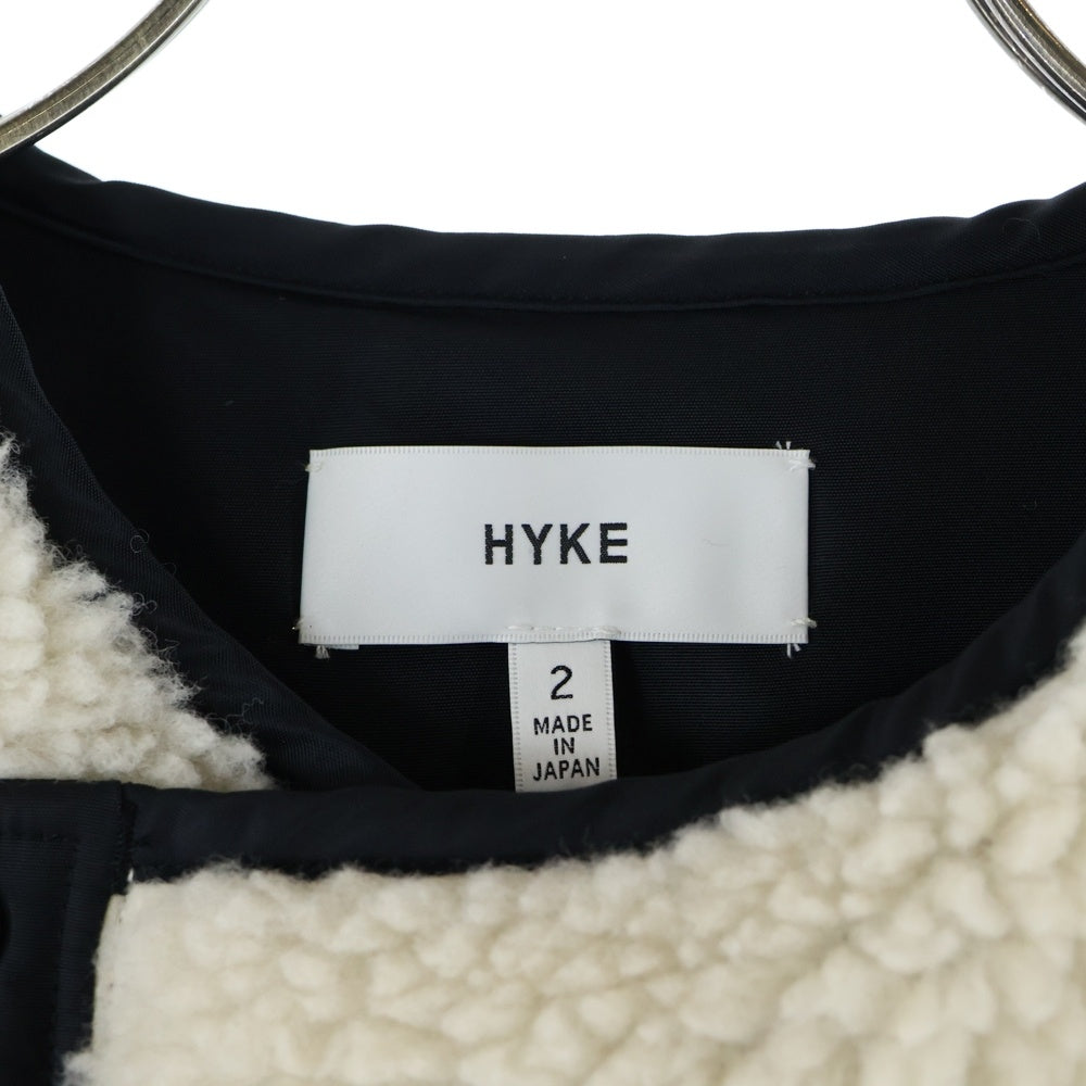HYKE(ハイク) 21AW FAUX SHEARLING COAT ノーカラーコート ボアコート ロング丈 アイボリー 212-17175