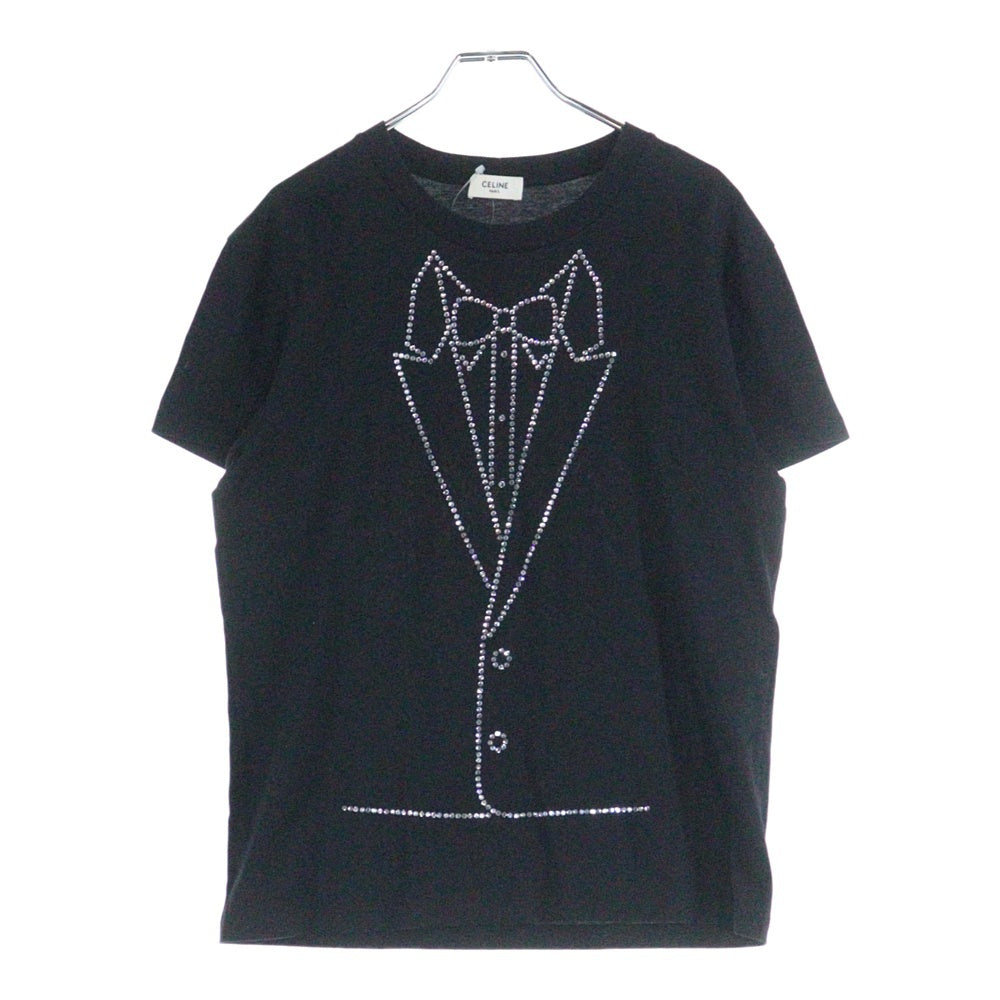 CELINE(セリーヌ) ラインストーンデザイン クルーネック半袖Tシャツ ブラック 2X98H671Q