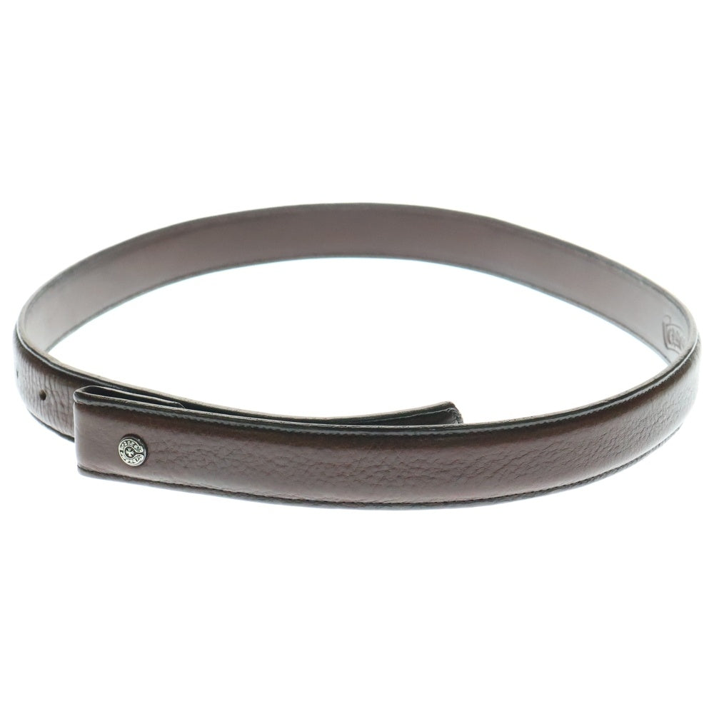 CHROME HEARTS(クロムハーツ) 1.0 STRAP 1.0inch スクロールレーベルリベッツ レザーベルト ブラウン