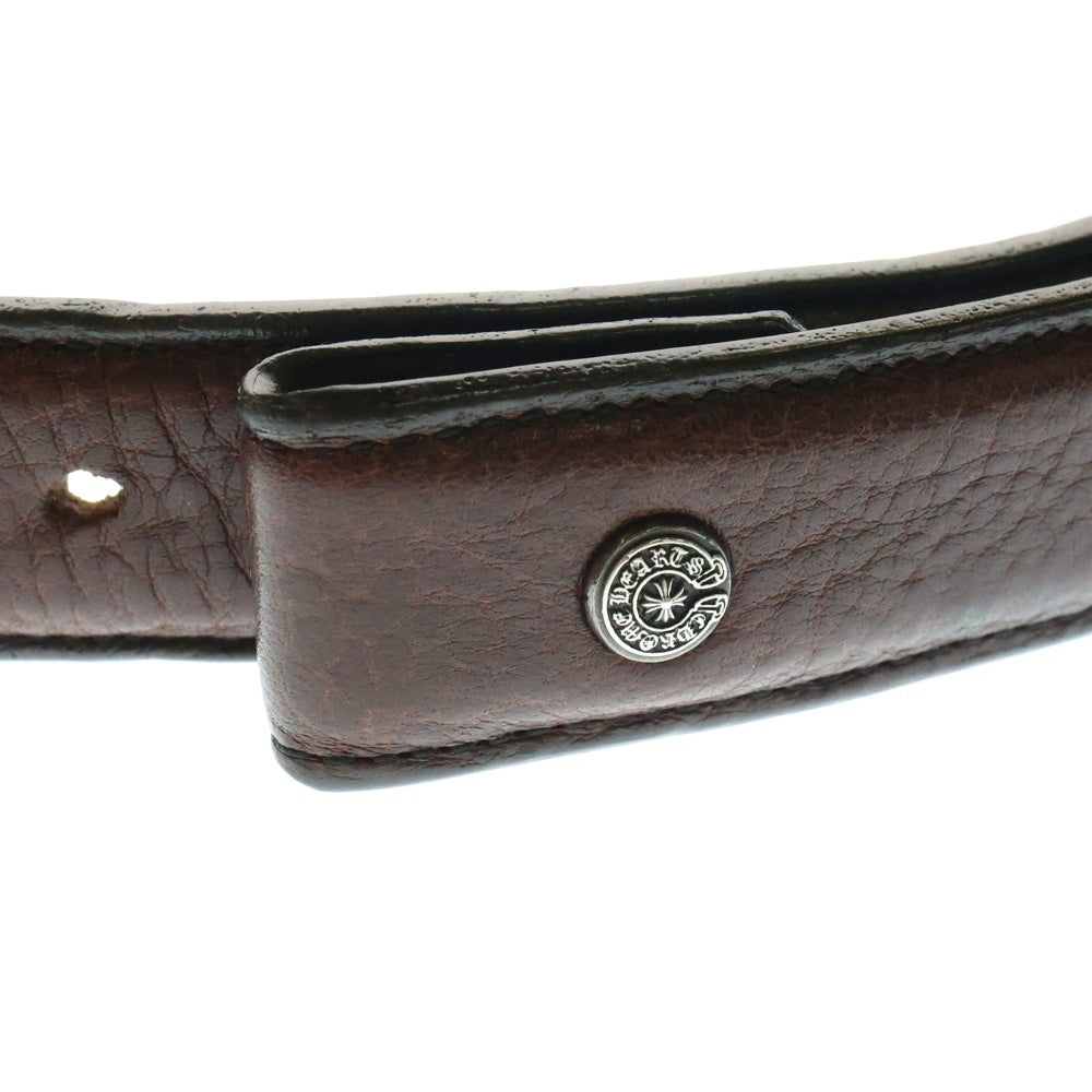 CHROME HEARTS(クロムハーツ) 1.0 STRAP 1.0inch スクロールレーベルリベッツ レザーベルト ブラウン