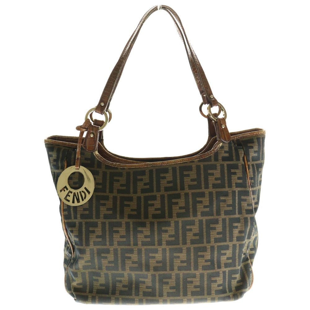 FENDI(フェンディ) ズッカ柄 ジャガード キャンバス ショルダーバッグ ブラウン レディース 2381-8BH187-ZY4-089