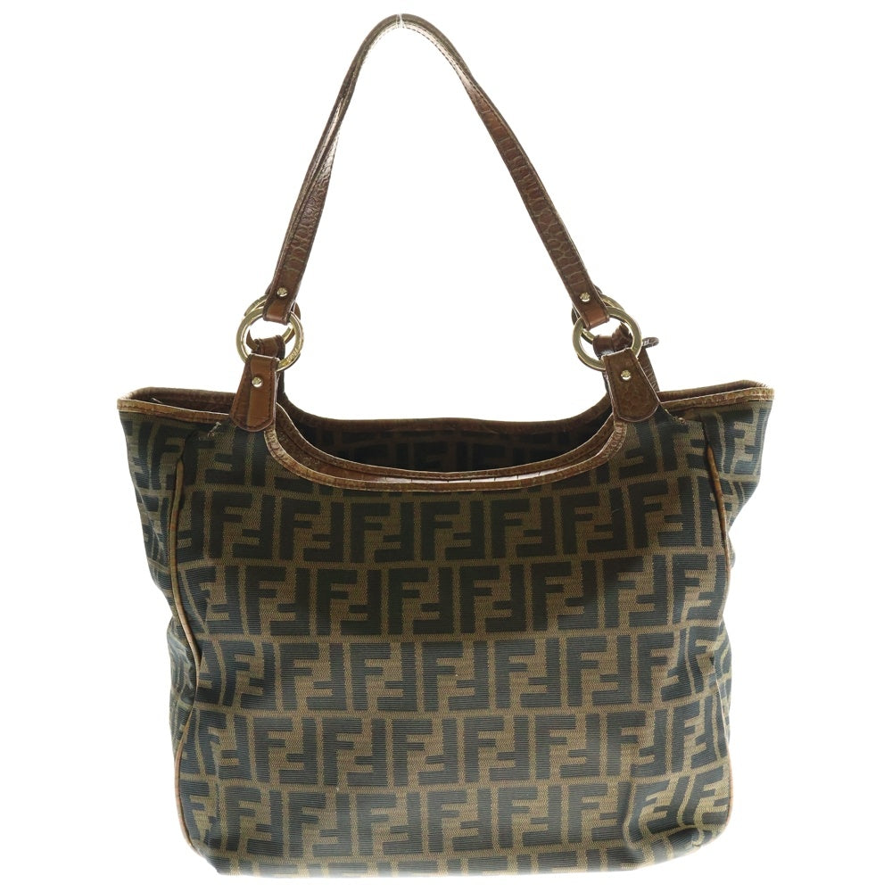 FENDI(フェンディ) ズッカ柄 ジャガード キャンバス ショルダーバッグ ブラウン レディース 2381-8BH187-ZY4-089