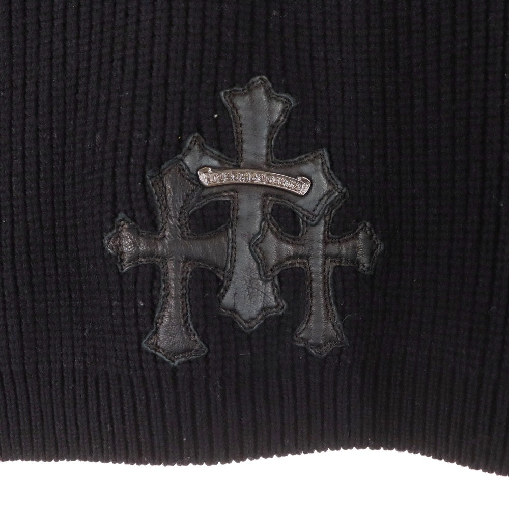 CHROME HEARTS(クロムハーツ) Y NOT ワイノット セメタリークロスパッチ刺繍 カシミアニットセーター ブラック