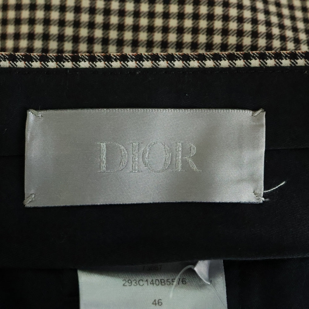 DIOR(ディオール) モヘアシルク混 ギンガムチェック テーパードスラックスパンツ グレー 293C140B5576