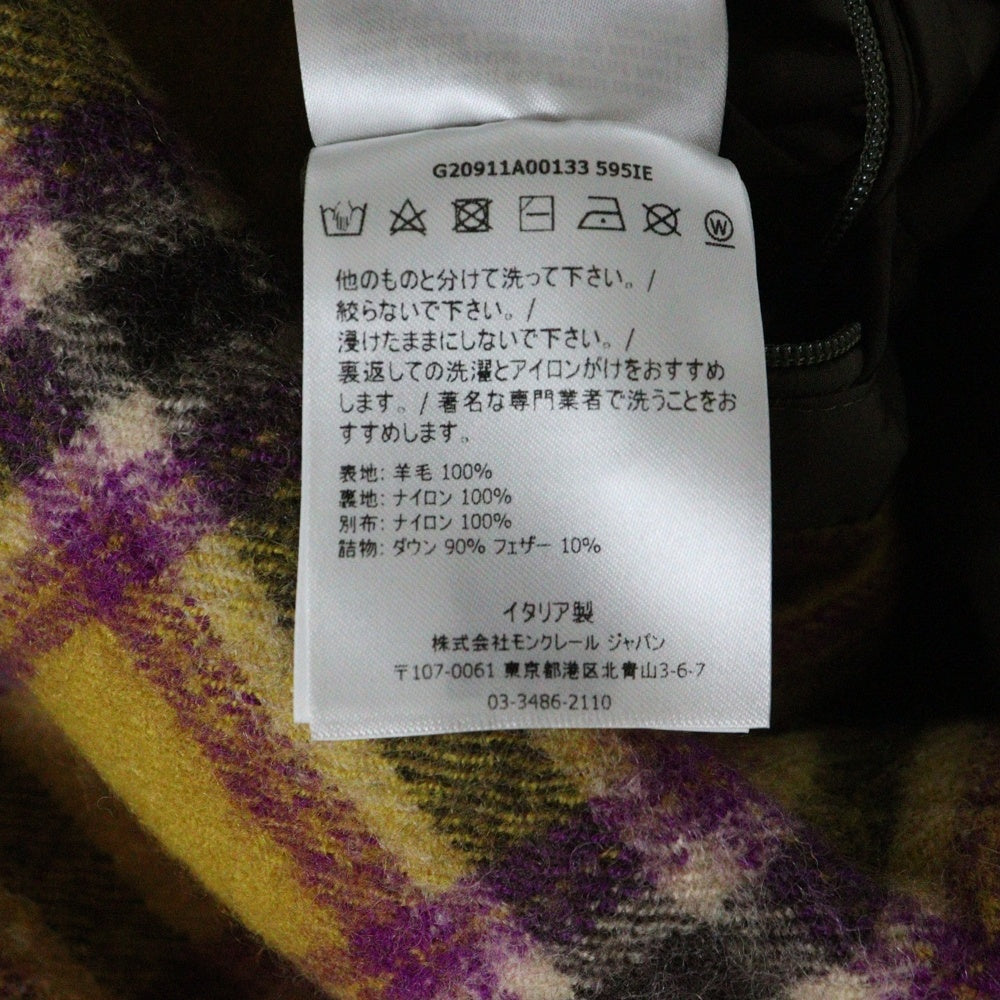 MONCLER(モンクレール) 21AW KURYS ウールチェック ダウンシャツジャケット イエロー G20911A00133