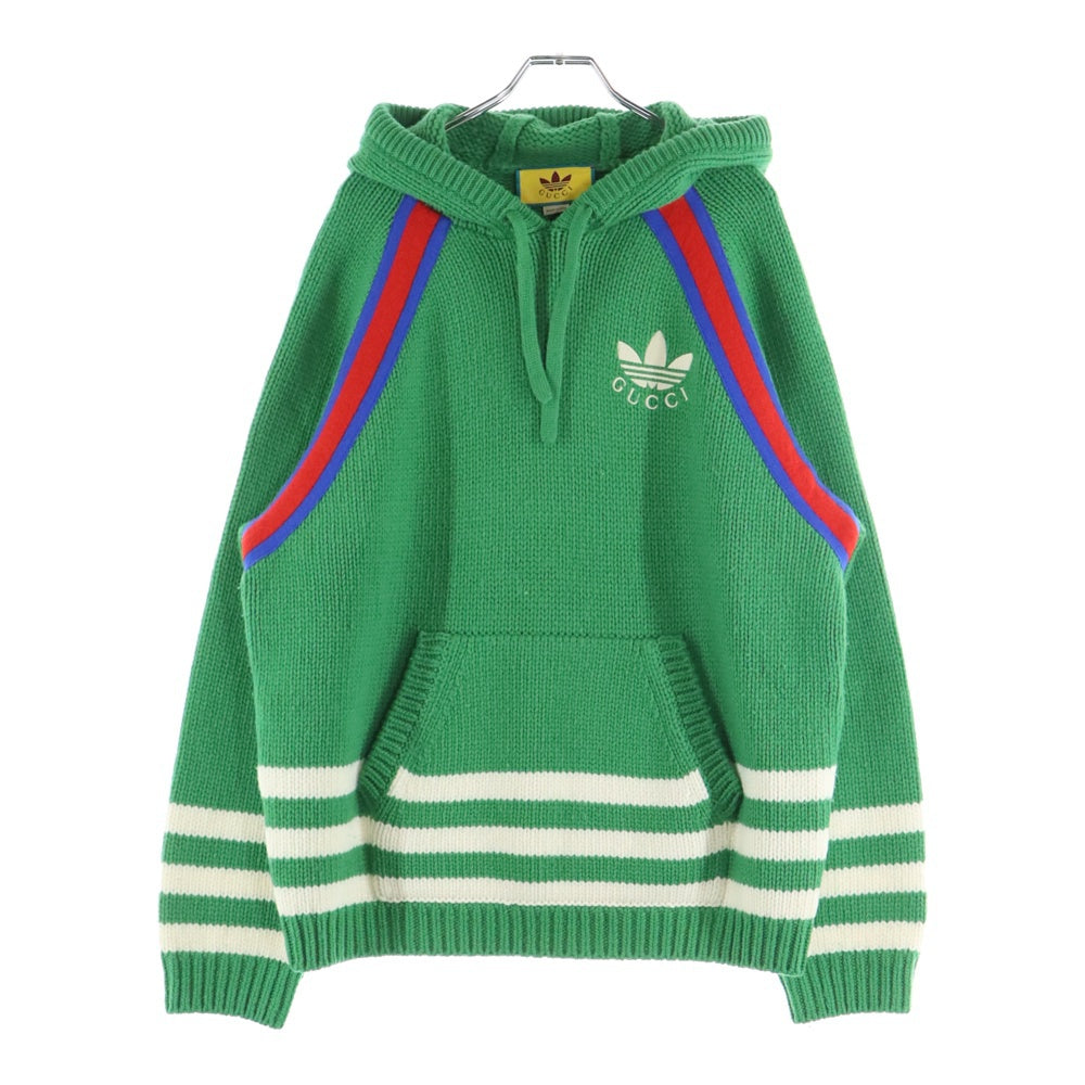GUCCI(グッチ) ×adidas Knit Pullover Parka アディダス ニット プルオーバーパーカー グリーン 723079