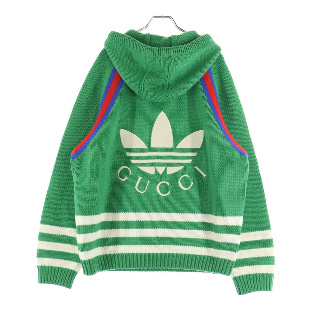GUCCI(グッチ) ×adidas Knit Pullover Parka アディダス ニット プルオーバーパーカー グリーン 723079