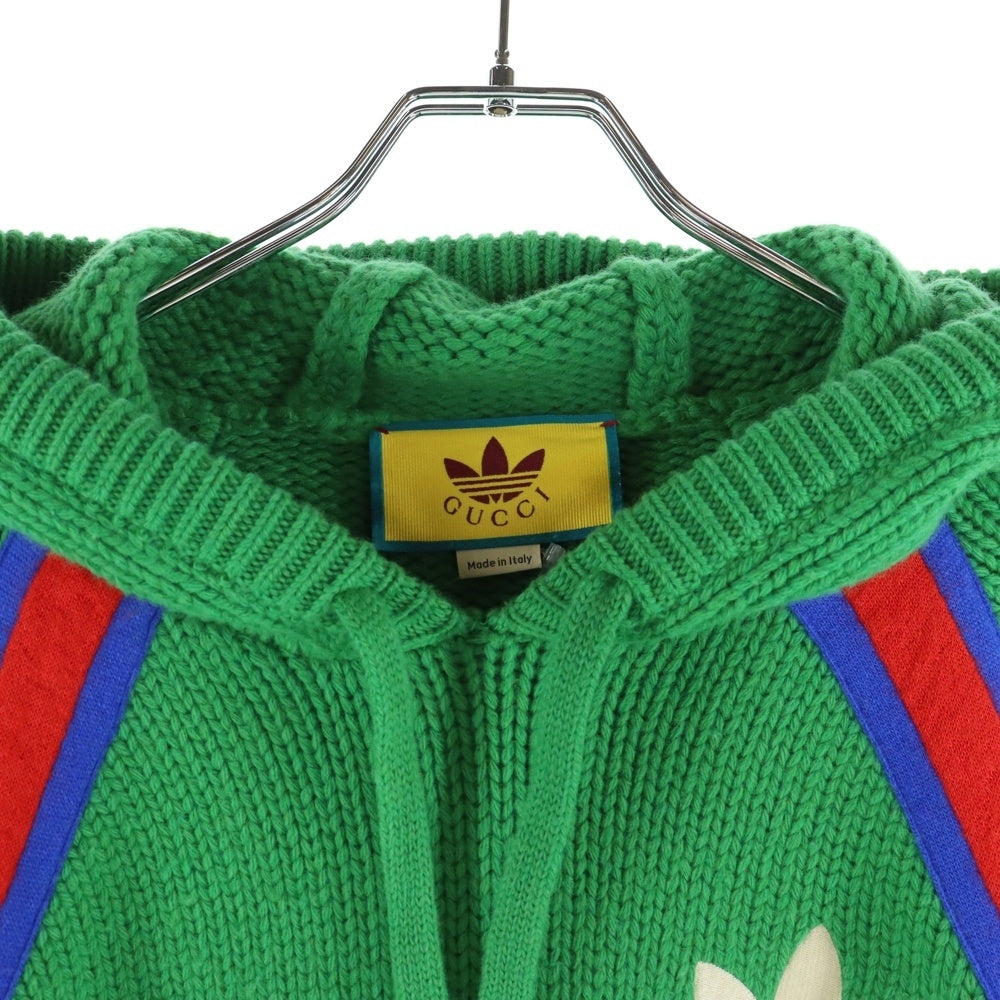 GUCCI(グッチ) ×adidas Knit Pullover Parka アディダス ニット プルオーバーパーカー グリーン 723079