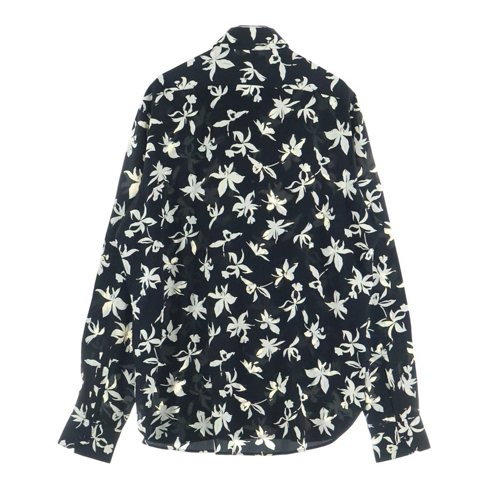 SAINT LAURENT PARIS(サンローランパリ) 21AW フローラル総柄 シルク 長袖シャツ ブラック 646850