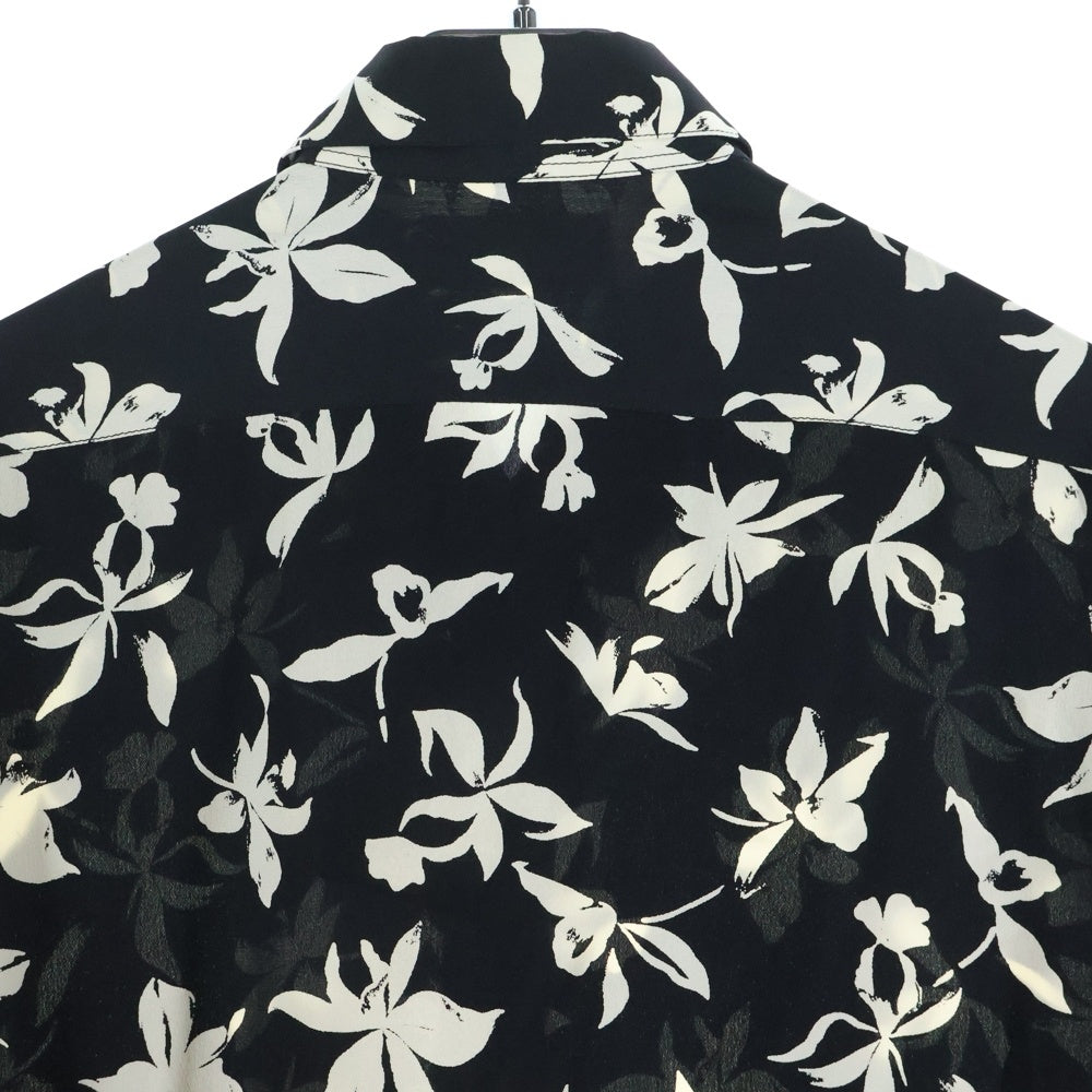 SAINT LAURENT PARIS(サンローランパリ) 21AW フローラル総柄 シルク 長袖シャツ ブラック 646850