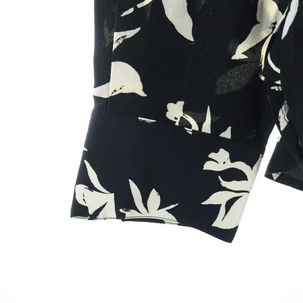SAINT LAURENT PARIS(サンローランパリ) 21AW フローラル総柄 シルク 長袖シャツ ブラック 646850