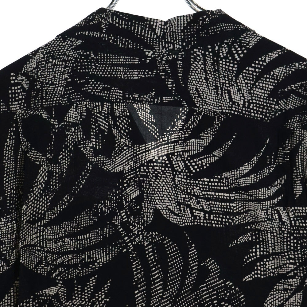 SAINT LAURENT PARIS(サンローランパリ) 19SS SILK JUNGLE PALM PRINT S/S SHIRT 総プリント オープンカラー シャツ ブラック 531956 Y2C63
