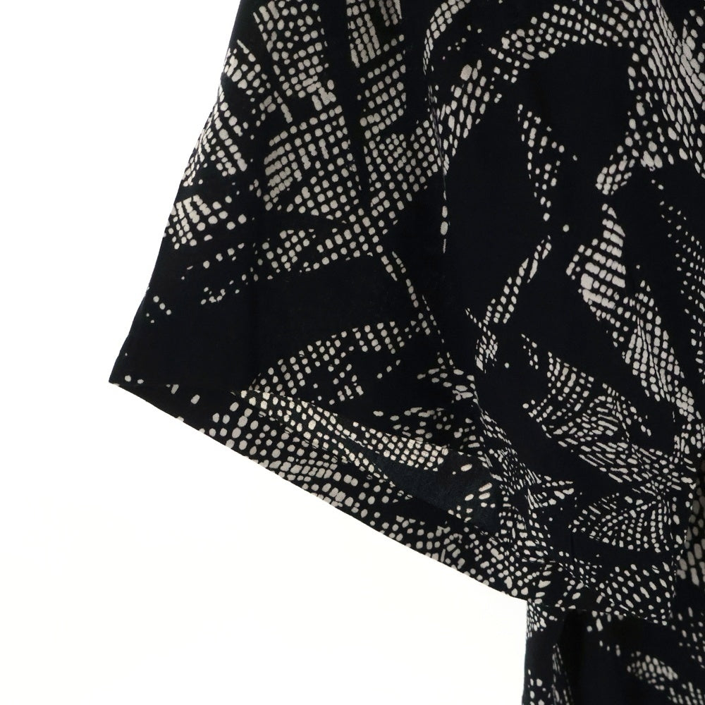 SAINT LAURENT PARIS(サンローランパリ) 19SS SILK JUNGLE PALM PRINT S/S SHIRT 総プリント オープンカラー シャツ ブラック 531956 Y2C63