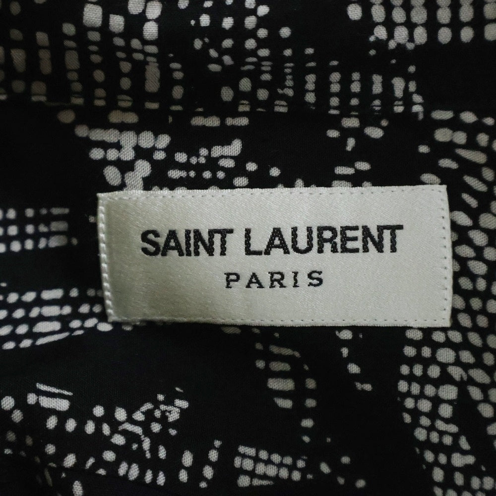 SAINT LAURENT PARIS(サンローランパリ) 19SS SILK JUNGLE PALM PRINT S/S SHIRT 総プリント オープンカラー シャツ ブラック 531956 Y2C63