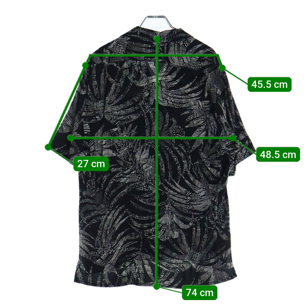 SAINT LAURENT PARIS(サンローランパリ) 19SS SILK JUNGLE PALM PRINT S/S SHIRT 総プリント オープンカラー シャツ ブラック 531956 Y2C63