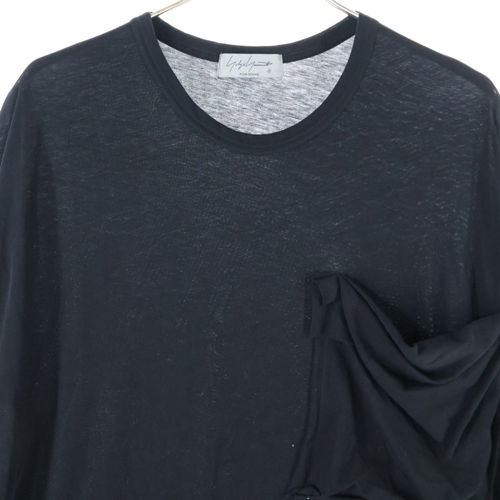 Yohji Yamamoto POUR HOMME(ヨウジヤマモト プールオム) 変形ポケット 半袖Tシャツ ブラック HO-T71-085