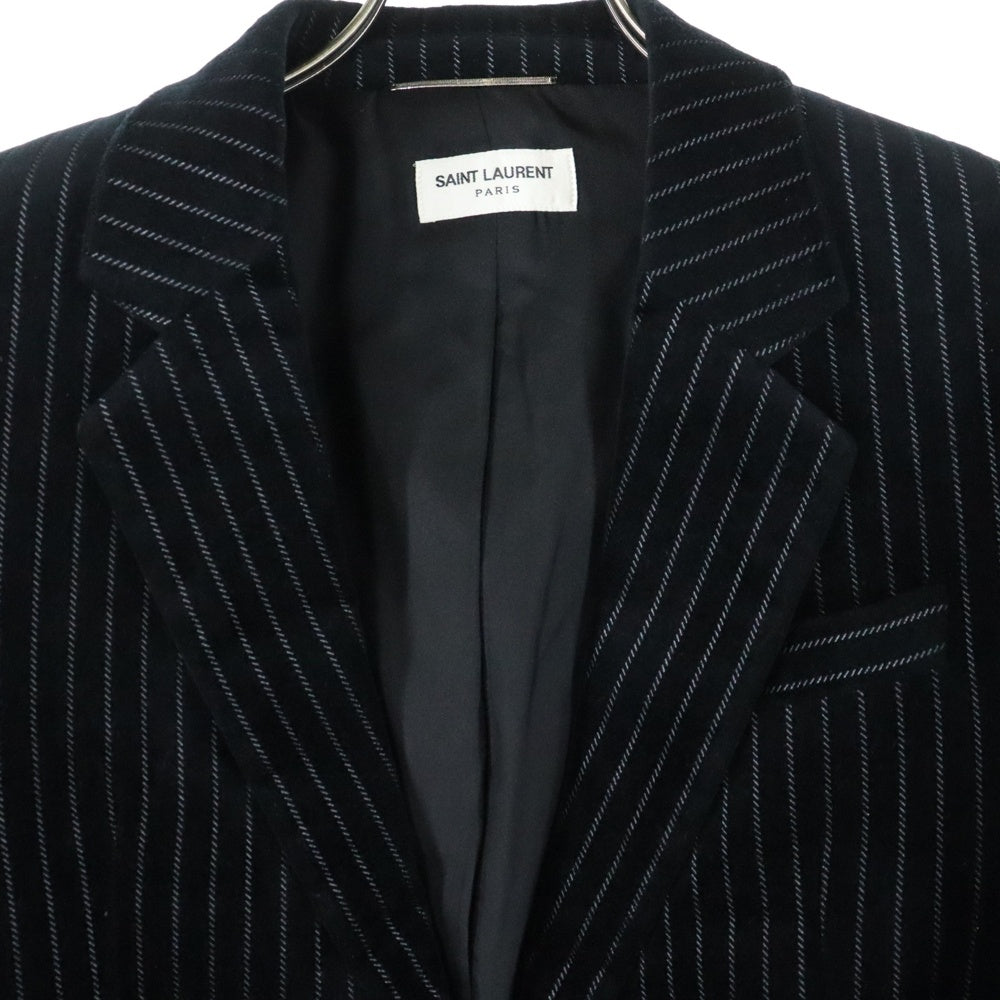 SAINT LAURENT PARIS(サンローランパリ) ストライプベロア テーラードジャケット ブラック 662466 Y1D75