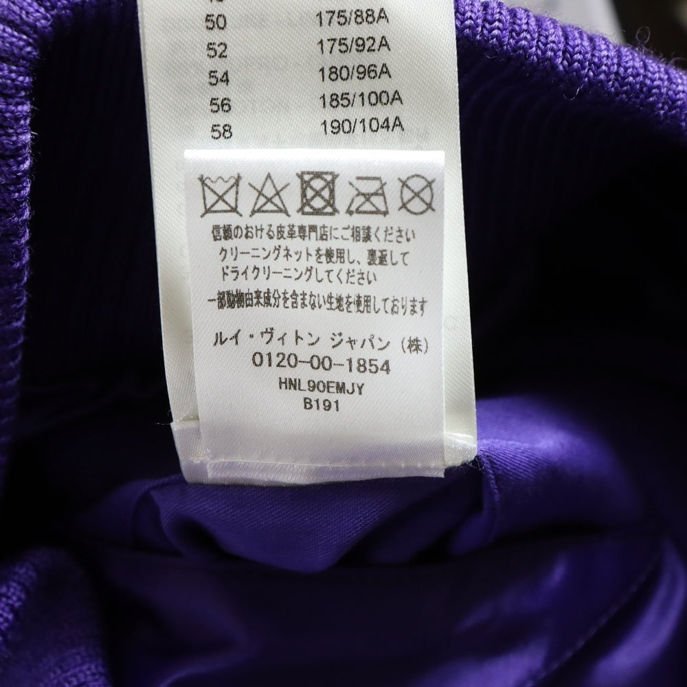 LOUIS VUITTON(ルイヴィトン) 22AW Multi Pached Mix Leather Varsity Blouson マルチパッチミックスレザーバーシティブルゾン ジャケット スタジャン パープル/ホワイト RM222 MJY HNL90E