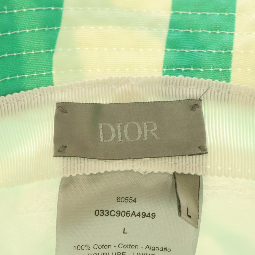 DIOR(ディオール) 20AW ×Shawn Stussy ショーン ステューシー ロゴ刺繍 バケットハット 帽子 グリーン/ホワイト 033C906A4949