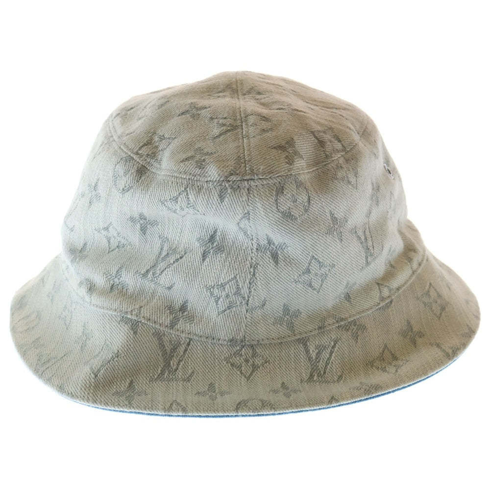 LOUIS VUITTON(ルイヴィトン) モノグラム総柄 リバーシブル デニムバケットハット 帽子 インディゴ/ブルー M76213