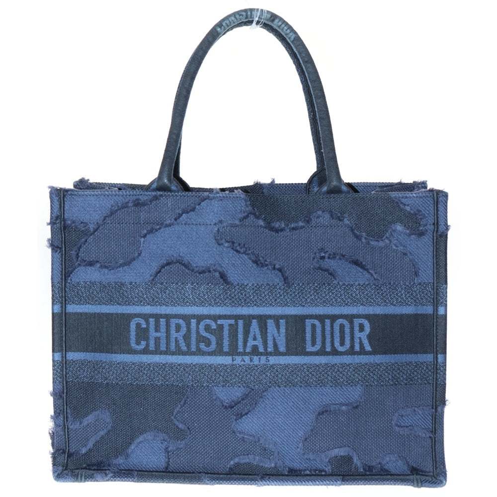 Christian Dior(クリスチャンディオール) BOOK TOTE MEDIUM CAMO ブックトート リゾートコレクション カモフラキャンバス トートバッグ レディース ネイビー