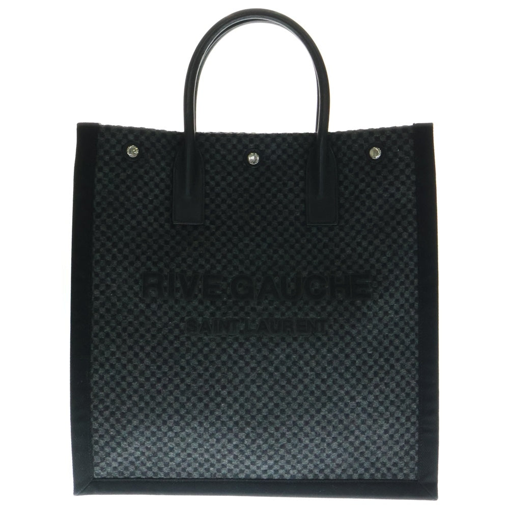 SAINT LAURENT PARIS(サンローランパリ) RIVEGAUCHE リブゴーシュ ウール トートバッグ ブラック