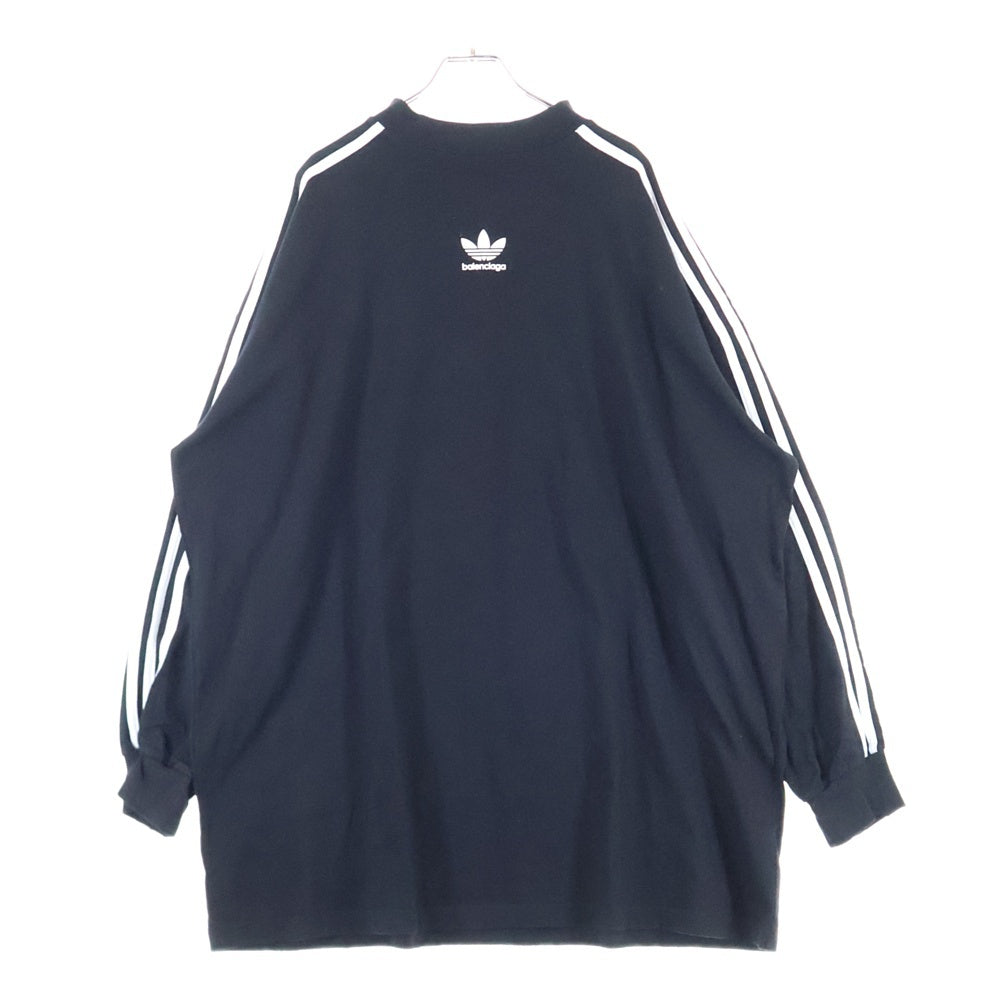 BALENCIAGA(バレンシアガ) 23SS ×adidas アディダス サイドライン クルーネック 長袖Tシャツ カットソー ブラック 728789 TNVA6