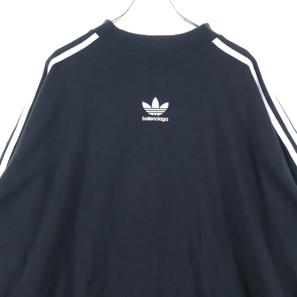 BALENCIAGA(バレンシアガ) 23SS ×adidas アディダス サイドライン クルーネック 長袖Tシャツ カットソー ブラック 728789 TNVA6