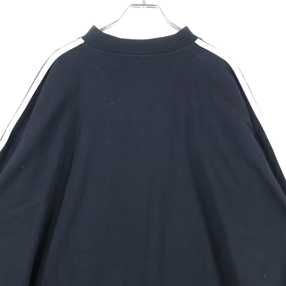 BALENCIAGA(バレンシアガ) 23SS ×adidas アディダス サイドライン クルーネック 長袖Tシャツ カットソー ブラック 728789 TNVA6
