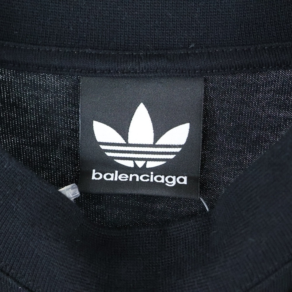 BALENCIAGA(バレンシアガ) 23SS ×adidas アディダス サイドライン クルーネック 長袖Tシャツ カットソー ブラック 728789 TNVA6