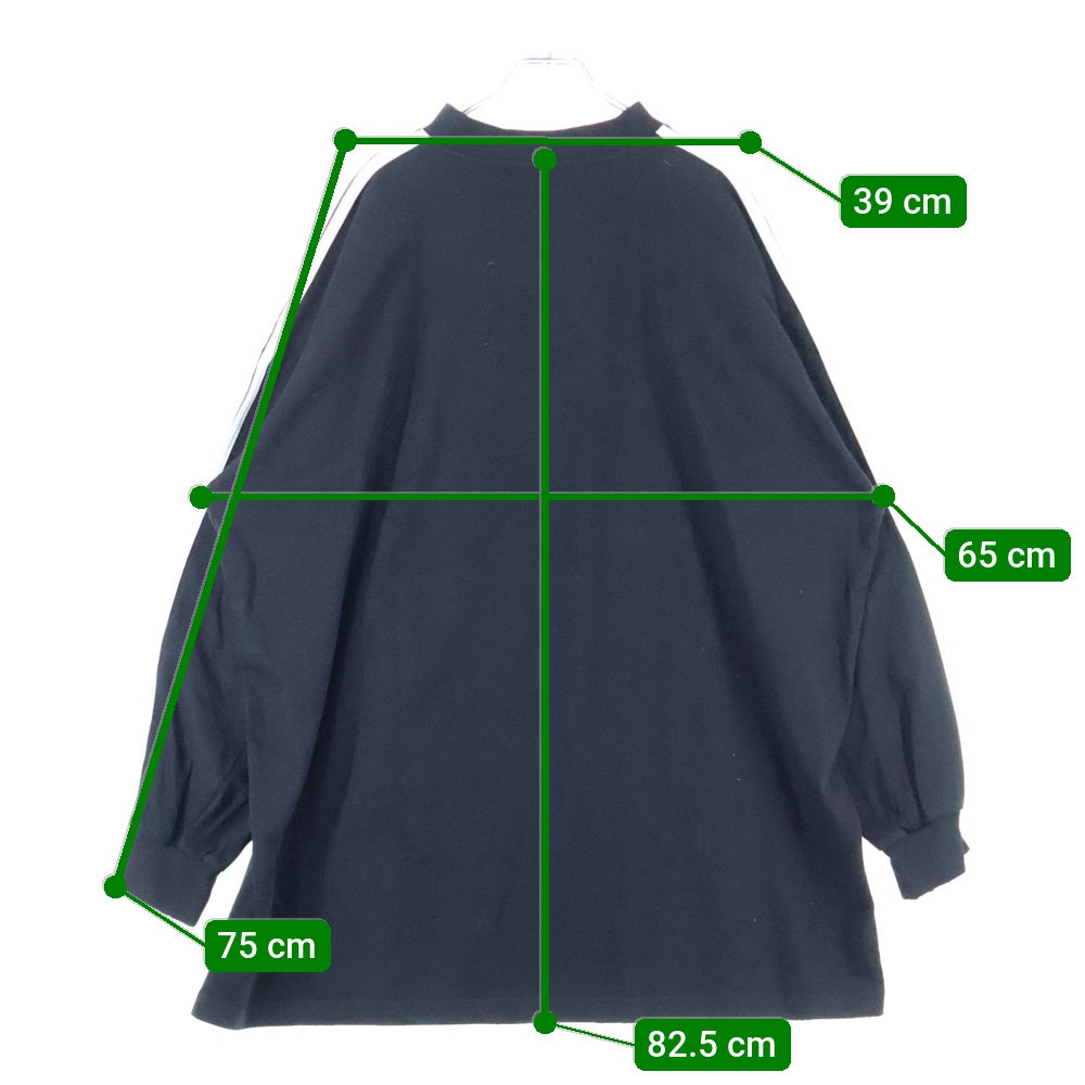 BALENCIAGA(バレンシアガ) 23SS ×adidas アディダス サイドライン クルーネック 長袖Tシャツ カットソー ブラック 728789 TNVA6