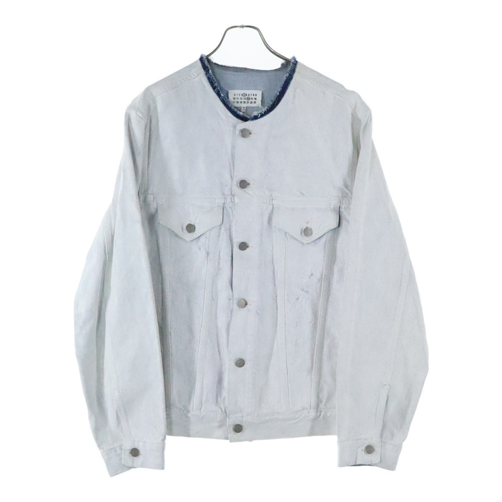 Maison Margiela 14(メゾンマルジェラ) 22AW カラーレス ペイント デニムジャケット ホワイト/インディゴ SI1AM0007