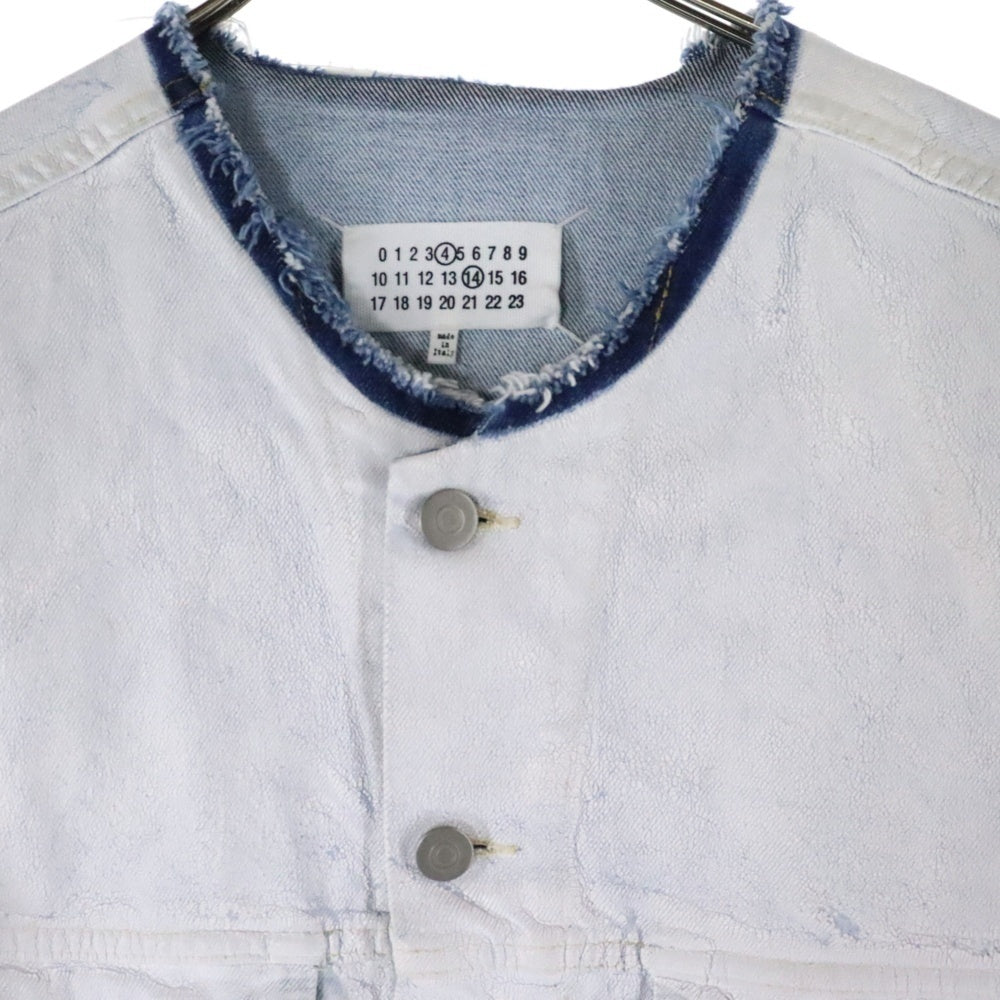Maison Margiela 14(メゾンマルジェラ) 22AW カラーレス ペイント デニムジャケット ホワイト/インディゴ SI1AM0007